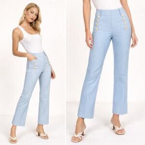 Derek Lam 10 Crosby Robertson Crop Flare Trouser Light Blue 2 NWT Sailor Chic